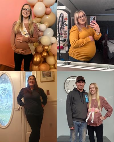 Onedreamer Women's Maternity Shirts Crew Neck Long Sleeve Maternity Tops - color: Long Sleeve-navy Blue, size: Medium