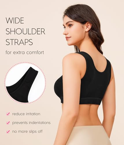 BRABIC Front Closure Compression Full Coverage Bras for Women Post Surgery Everyday - color: Black, size: 3X-Large