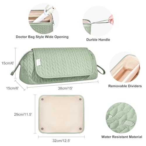 KarSyon Hair Tools Travel Bag with Hot Tool Mat 2 in 1 Organizer Bags - color: Sage Green