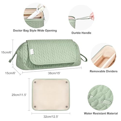 KarSyon Hair Tools Travel Bag with Hot Tool Mat 2 in 1 Organizer Bags - color: Sage Green