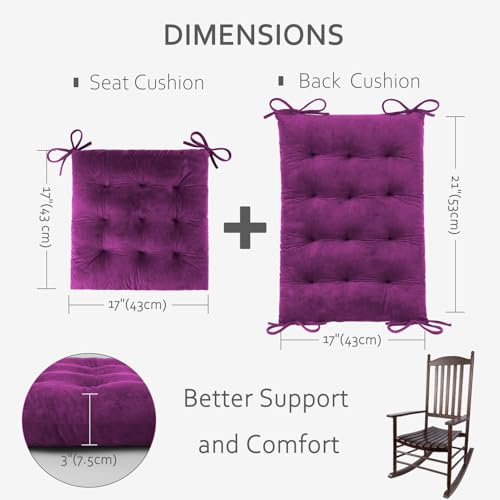 ELFJOY Rocking Chair Cushions Tufted High Back and Seat Cushion Purple - color: Purple