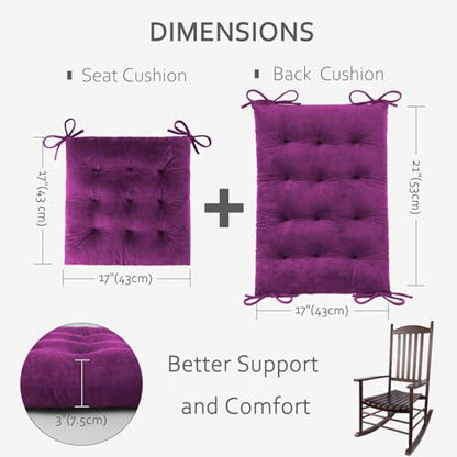 ELFJOY Rocking Chair Cushions Tufted High Back and Seat Cushion Purple - color: Purple