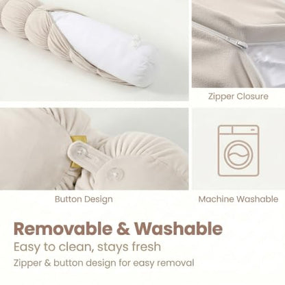 Pat. Pend. Long Body Pillow for Adults, 47 Inch, Misty White - color: Misty White, size: 47"x 7.87"