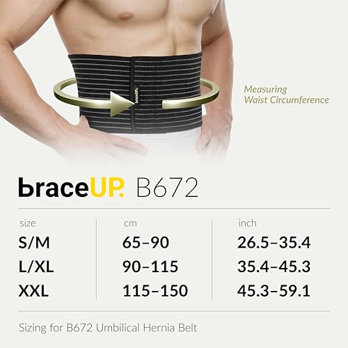 BraceUP Soft-Fabric Umbilical Hernia Belt with Compression Pad, S/M - size: S/M