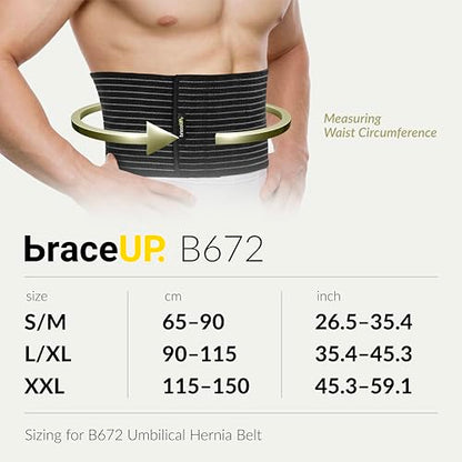 BraceUP Soft-Fabric Umbilical Hernia Belt with Compression Pad, S/M - size: S/M