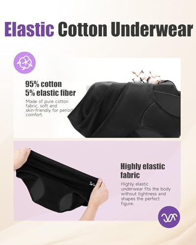 TANSTC Period Underwear for Women Heavy Flow - color: Black, size: Large