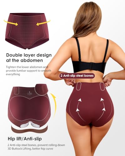 LEVAO Women's Tummy Control Underwear High Waisted Seamless Panties 4 Pack - color: Black,nude,reddish Brown,blue, size: Large