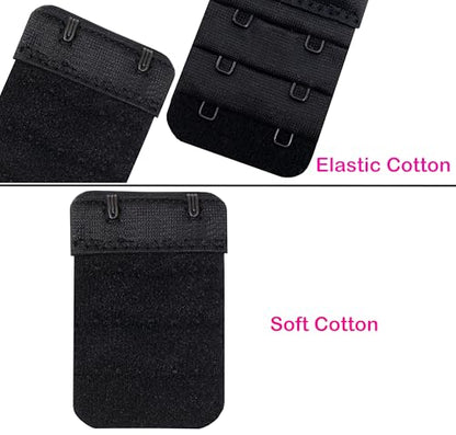 Women Bra Extenders 2 Hook/3 Hook/4 Hook Soft Bra Strap Extension - color: Bra Extender 2 Hook Black/Beige