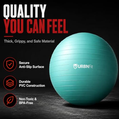 URBNFit Yoga Ball - Anti-Burst Exercise Ball Large - color: Teal, size: 30 Inch