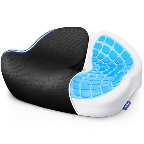 ZIKEE Pioneering Gel Seat Cushion for Sitting Pain Relief & Cooling, Comfort Ergonomic Memory Foam Office Chair Cushion for Sciatica, Back, Tailbone Pain Relief, Car Cushion, Breathable Cover