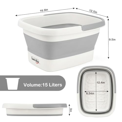 Beinilai Collapsible Foot Bath Basin for Soaking Feet, Foot Soak Tub-Gery - color: Gray, size: 1 Pack