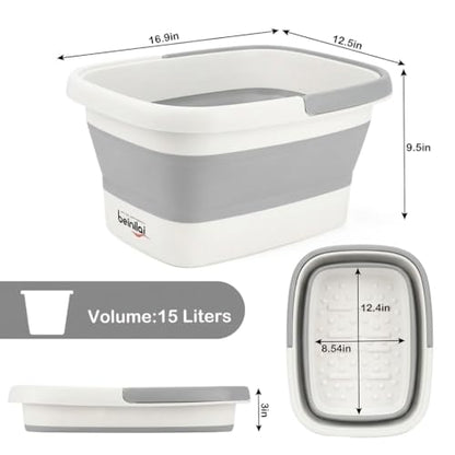 Beinilai Collapsible Foot Bath Basin for Soaking Feet, Foot Soak Tub-Gery - color: Gray, size: 1 Pack