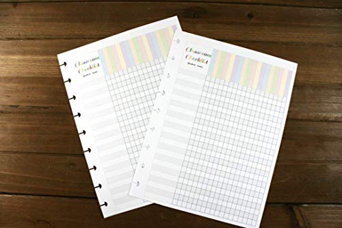Classroom Checklist Refills for 9-Disc Medium Size (7 x 9.25 inches) Planners, Classic Teacher Planner Inserts FeroniArt Inserts Compatible with Happy Planner ARC and TUL