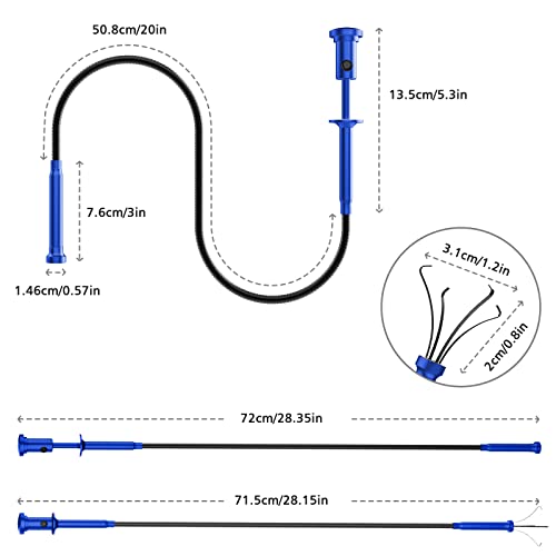 Housolution 28.34in Grabber Tool Magnetic, Bendable with LED Lights, Blue - color: Blue
