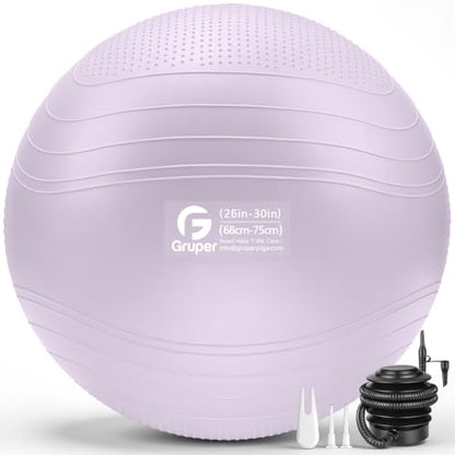 Gruper Yoga Ball, Extra Thick Non Slip Exercise Ball, 4 Sizes - color: Lavender, size: 30 Inch (75cm),xl