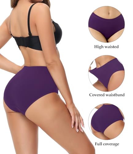 wirarpa Women's Cotton Underwear Full Coverage Cotton Briefs 5 Pack - color: Black/Grey/Navy/Purple/Red, size: Small