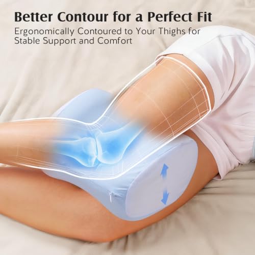 YFONG Knee Pillow for Side Sleepers, Memory Foam Leg Pillow, Blue - color: Blue