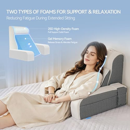 Kayfia Reading Pillow, Gel Memory Foam Back Rest Pillow, 19", White - color: White, size: Standard(19'')