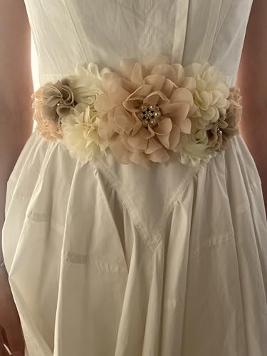 Maternity Flower Belt for baby shower Mommy Sash Pregnancy Belt - color: Champagne