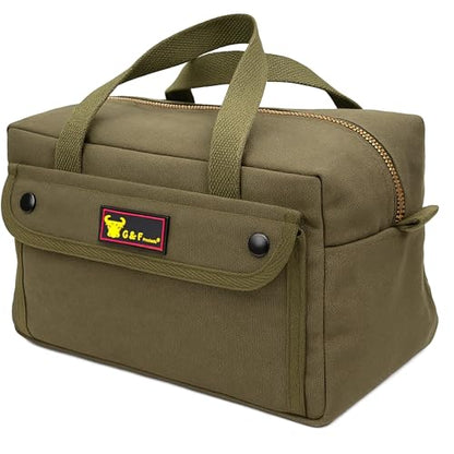 Waxed Canvas Compact Military Duffle Bag, 11 x 7 x 6 In, Water-Resistant - color: Olive Green