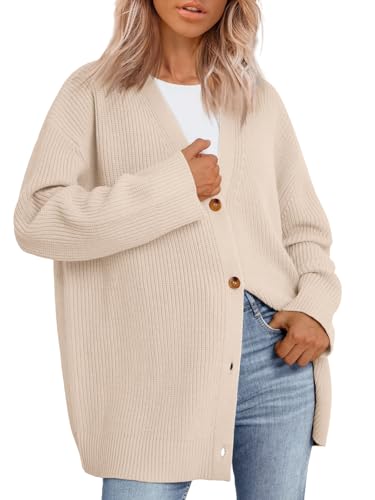 LILLUSORY Women's Oversized Fall Cardigan Sweater Chunky Jackets 2026 - color: Apricot, size: Medium