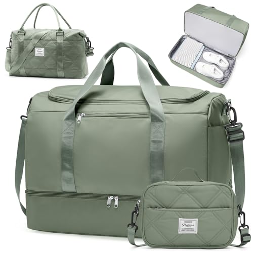 Extra Large Travel Duffle Bag, Carry-On Weekender Bags for Women Travel - color: Y-Green-3Pcs-4062, size: Extra Large