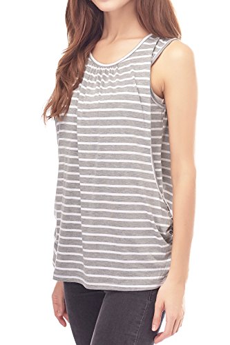 Smallshow Women's Maternity Nursing Tank Tops Breastfeeding Clothes 3-Pack - color: Army Green-teal-light Grey Stripe(3 Packs), size: Medium