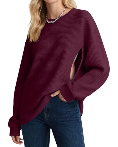 Oakgarden Women's Zipper Oversized Nursing Sweatshirts - color: Dark Red, size: Medium
