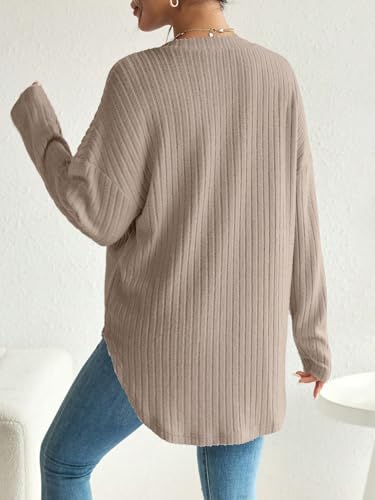 COZYEASE Women's Maternity Button Down Shirt Casual Cardigan Fall Sweaters - color: Pure Brown, size: X-Small