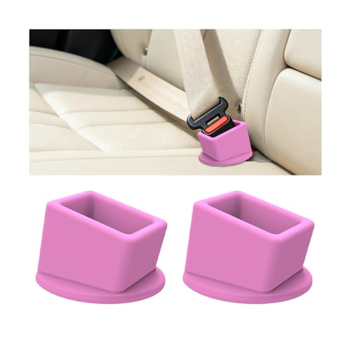 2PCS Car Seat Belt Buckle Holder, Silicone Vehicle Rear & Front Seatbelt Buckle Booster for Easy Access, Automotive Interior Safetybelt Fixer Cover, Universal for SUV Sedan Truck (Pink) - color: Pink