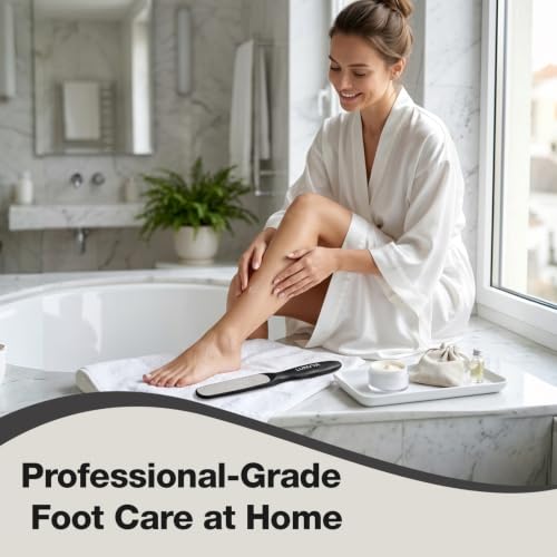 Double-Sided Nickel Foot File, Callus Remover Pedicure Exfoliator (Black) - color: Black