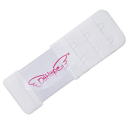 Elastic Adjustable Bra Extender 2 Hook 3 Rows Narrow Bra Band Extension - color: 6pcs White Color (1/2" Between Hook Center)
