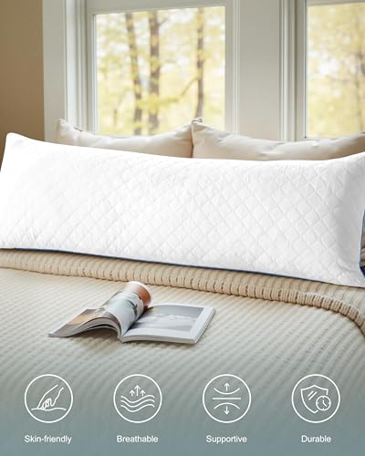 YZ HOME Long Body Pillow for Adults,Firm Body Pillow Shredded Memory Foam - color: White