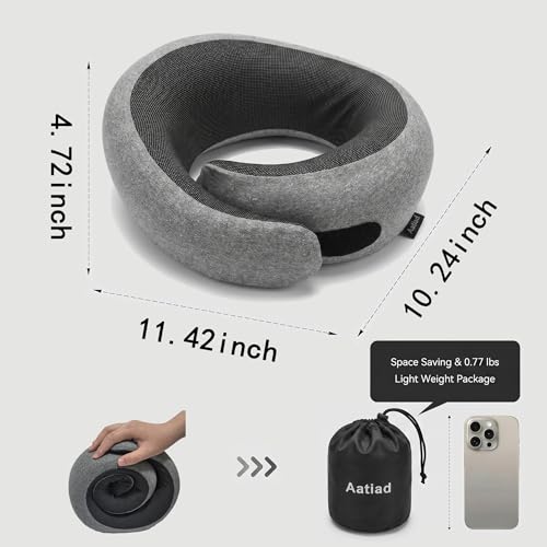 Travel Neck Pillow for Airplanes — Memory Foam, 360 Full Support