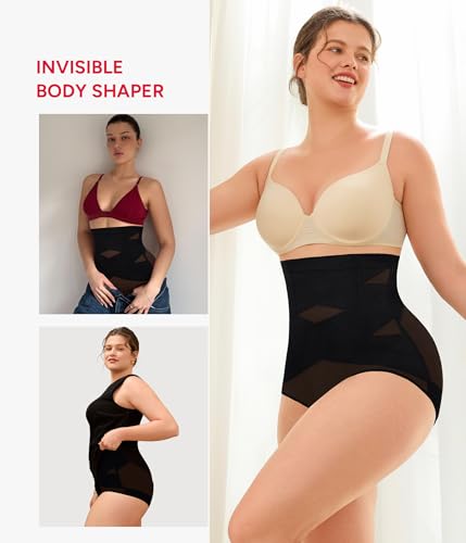 Nebility Womens' Tummy Control High Waist Trainer Body Shaper - color: Black/Beige - 2pk, size: Medium