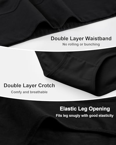 OUENZ Womens Underwear Cotton High Waisted Panties Full Coverage Postpartum Briefs Soft Stretch Ladies Underpants Multi Pack - color: Black a, size: Medium