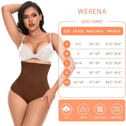 Werena Tummy Control Shapewear for Women High Waisted Body Shaper Panties Slimming Girdle Shaping Briefs - color: 1# Chocolate, size: X-Large