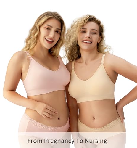 HBselect Women Maternity Bras 5 Pack Nursing Bras for Breastfeeding - color: 5pack(wine Red/Dusty Pink/White/Nude/Black), size: X-Large