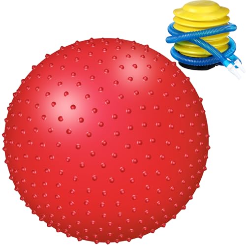 Large Sensory Massage Ball Bouncy Exercise Ball with Spikes, 22" - color: red