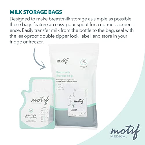 Motif Medical Breastmilk Storage Bags, 40 Count - size: 6 Ounce (Pack of 40)