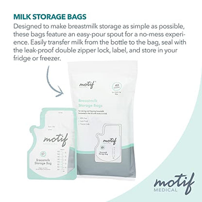 Motif Medical Breastmilk Storage Bags, 40 Count - size: 6 Ounce (Pack of 40)