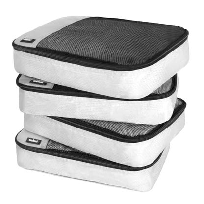 Packing Cubes for Travel,4 Set Packing Cubes for Suitcases,Lightweight Mesh Luggage Organizer Bag with Double Zipper,White - color: White