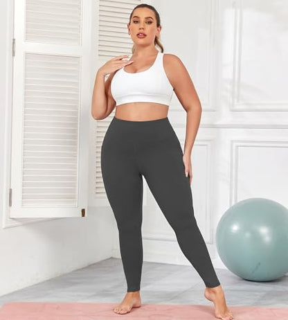 L-5XL Plus Size Butt Lifting Yoga Pants for Women with Pockets 25" - color: Grey, size: X-Large Plus
