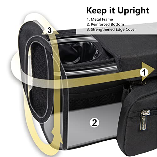 TOPDesign Universal Baby Stroller Organizer, Stroller Caddy with Heightened Insulated Cup Holders & Non-Slip Secure Hooks Accessories, Fits Most Strollers, Machine Washable (Black) - color: Black, style: Basic