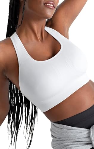 SHAPERMINT Sports Bras for Women, Racerback Workout Bra, Medium Support - color: White, size: X-Large