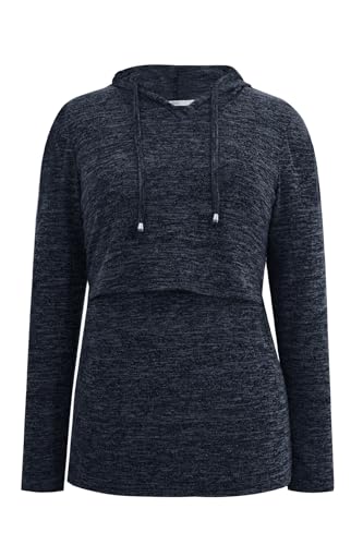 Smallshow Women's Nursing Tops Long Sleeve Breastfeeding Hoodie - color: Denim Blue, size: Large