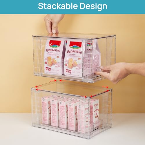 Vtopmart 8 Pack Stackable Clear Pantry Storage Drawers, Large - size: 4Pack 7"H (Pack of 2)
