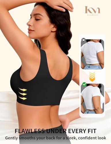 Wireless Pullover Sleep Bras for Women Seamless No Underwire T Shirt Bra - color: Black, size: Small