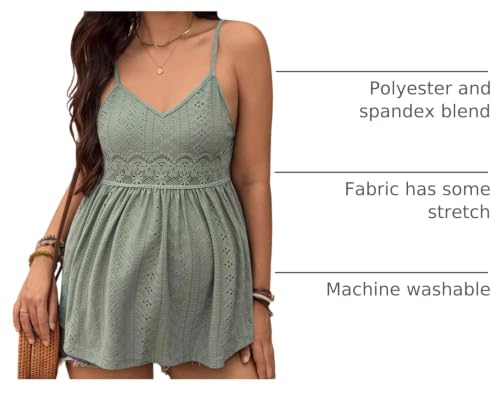 MakeMeChic Women's Maternity Cami Top Lace Ruffle Pregnancy Tank Tops - color: Green, size: Small
