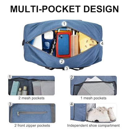 Felipe Varela Foldable Duffle Bag for Travel Weekend Overnight Gym Camping - color: D Blue, size: 85L